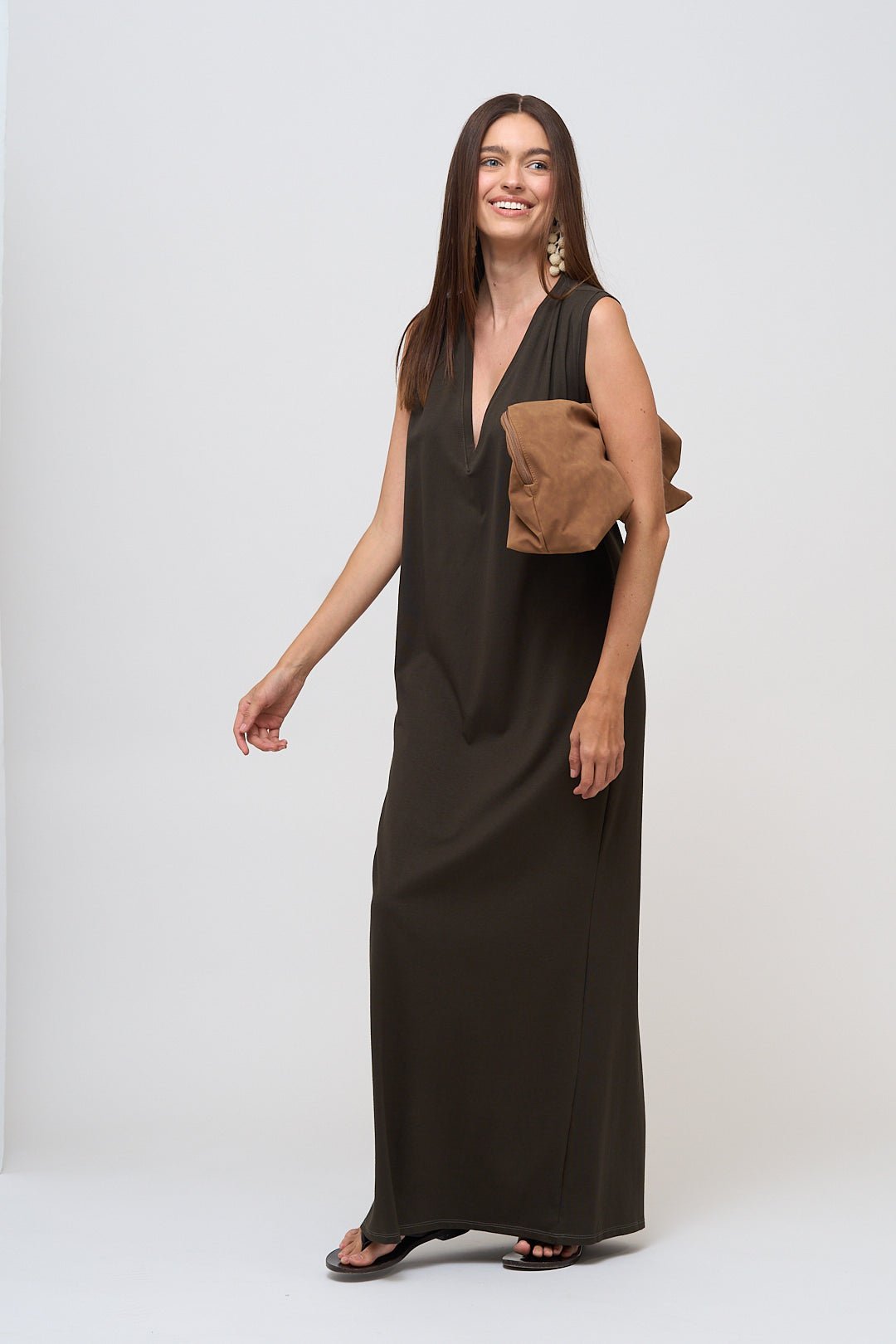 Olive green casual shirt dress, swim cover up with pockets
