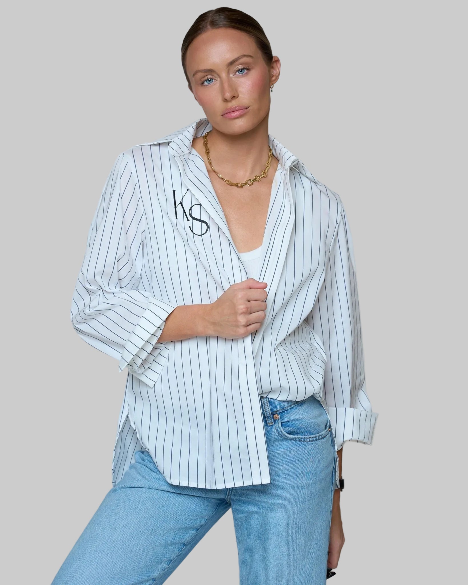 No-Button Button Down Pinstripe - THE KNO
