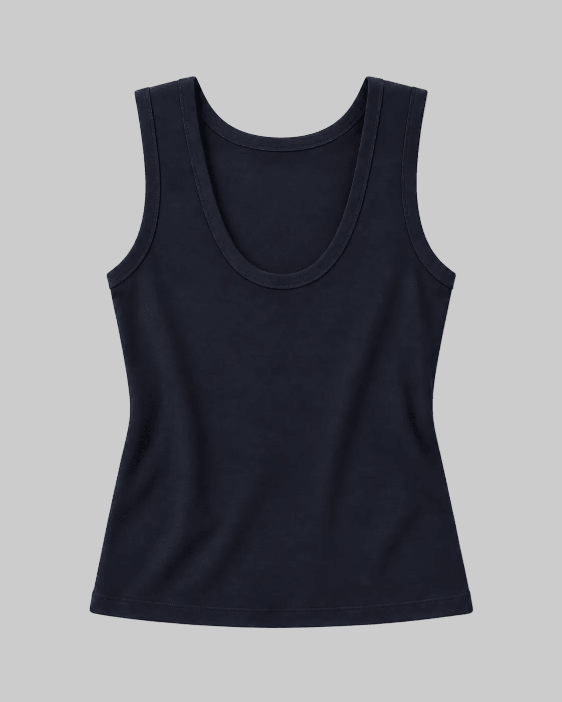 soft and breathable perfect tank in navy. perfect plunge neck.