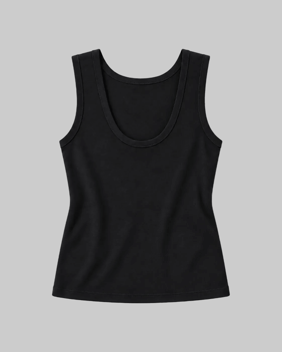 soft and breathable perfect tank in black. perfect plunge neck.